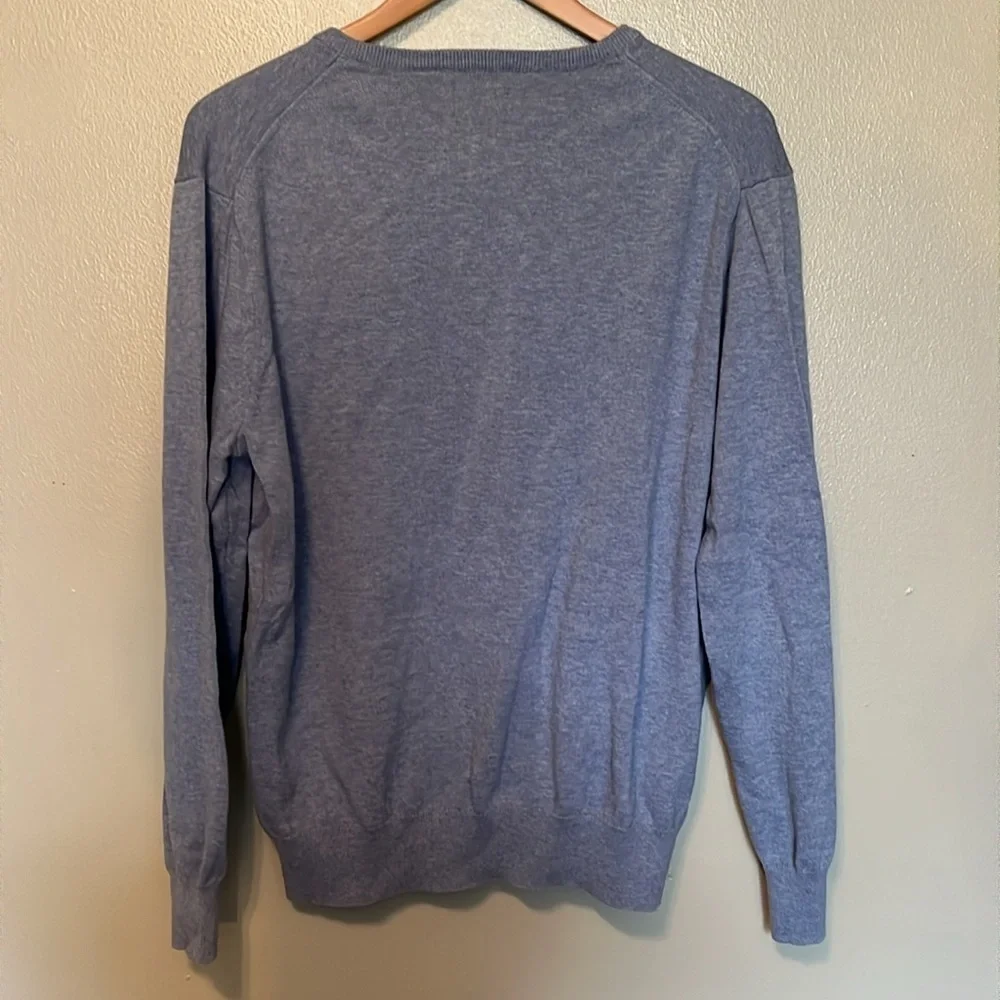 J.Crew V Neck Long Sleeve Sweater, Color is blue, men’s size large, 100% cotton